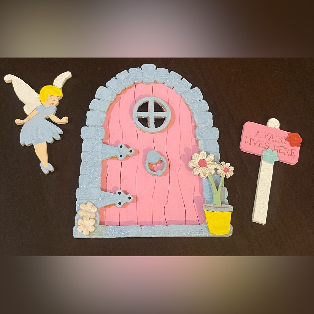 English Fairy door set complete with sign and fairy!
